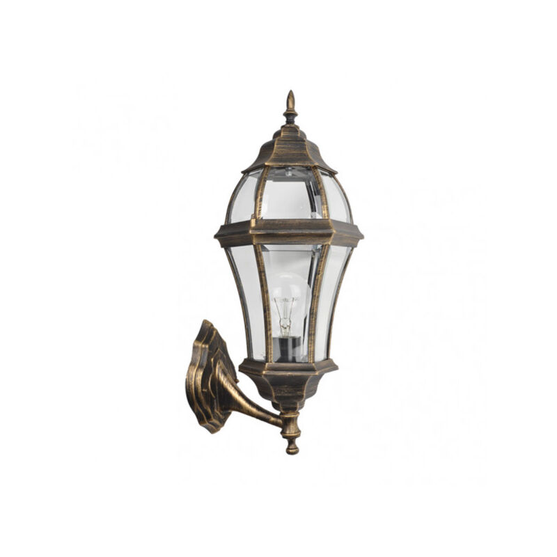 foto del prodotto fabrilamp lampada da parete esterna in alluminio becrux 1xe27 nero oro ip44 59,5x25x26 cm