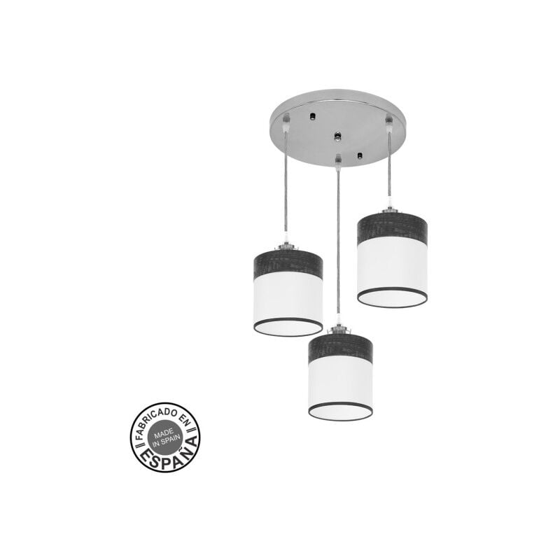 foto del prodotto fabrilamp - lampada da soffitto cloe 3xe27 cromo/bianco-legno nero regx42x42 cm