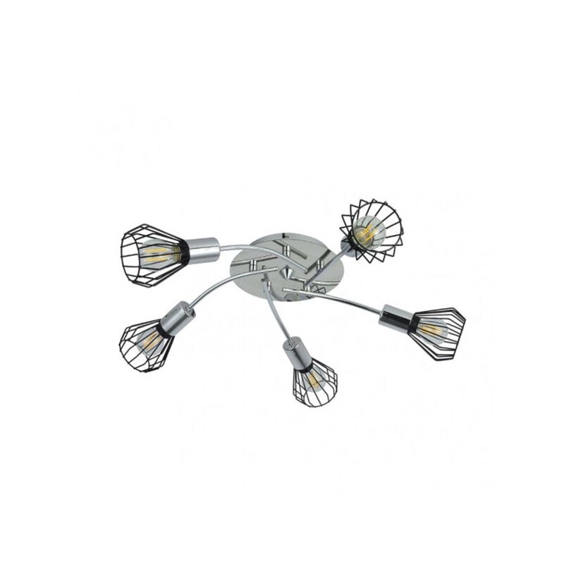 foto del prodotto fabrilamp lampada da soffitto san pietroburgo 5xe14 nero cromo 15x55x55 cm