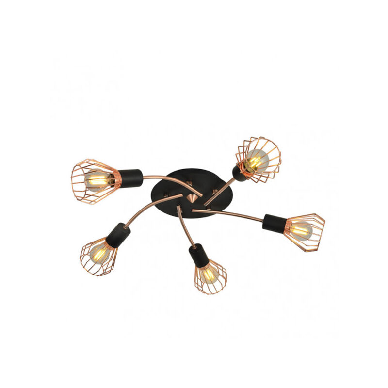 foto del prodotto fabrilamp lampada da soffitto san pietroburgo 5xe14 nero rame 15x55x55 cm