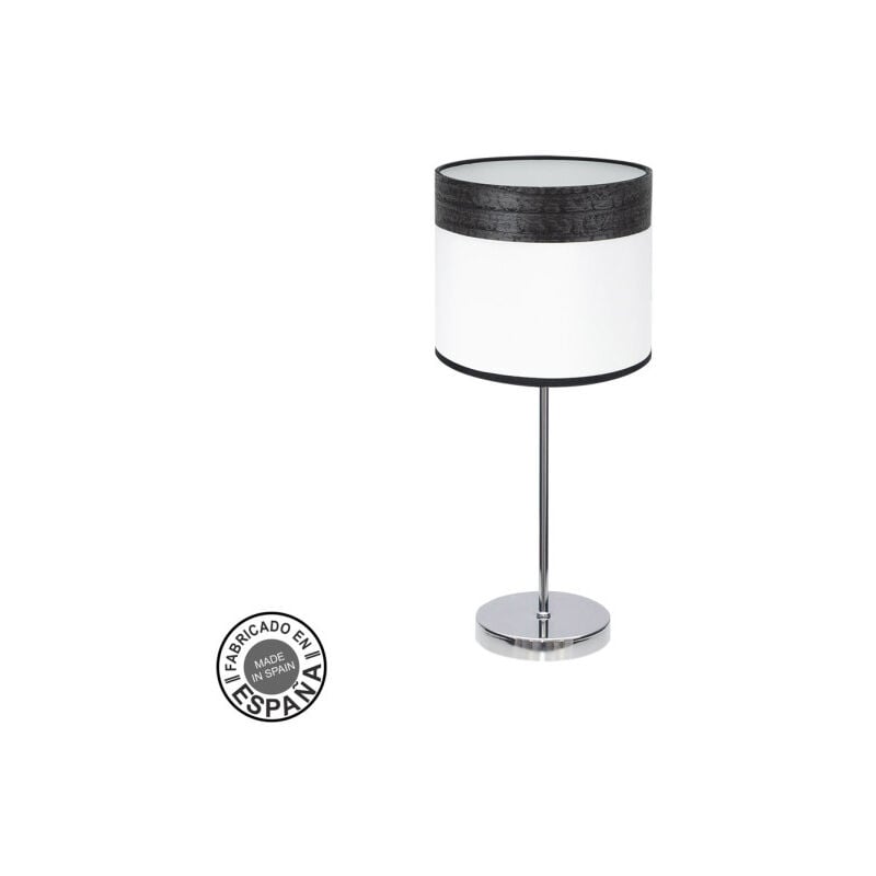foto del prodotto fabrilamp lampada da tavolo cloe 1xe14 cromo legno bianco nero 42x18x18 cm