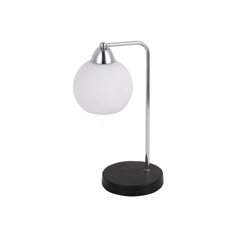 foto del prodotto fabrilamp lampada da tavolo con paralume sferico pissis cromo
