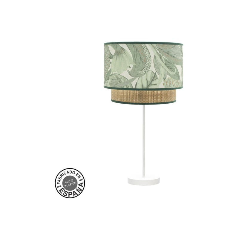 foto del prodotto fabrilamp - lampada da tavolo grande congo 1xe27 bianco/verde naturale 64x30x30 cm