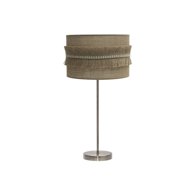 foto del prodotto fabrilamp - lampada da tavolo grande kala 1xe27 pelle/sacco 63x30x30 cm con frange