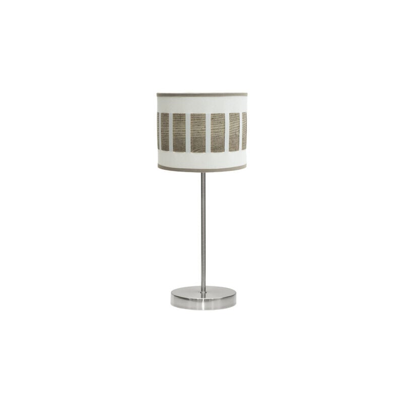 foto del prodotto fabrilamp lampada da tavolo ivanna 1xe14 nichel bianco legno grigio 43x17x17 cm