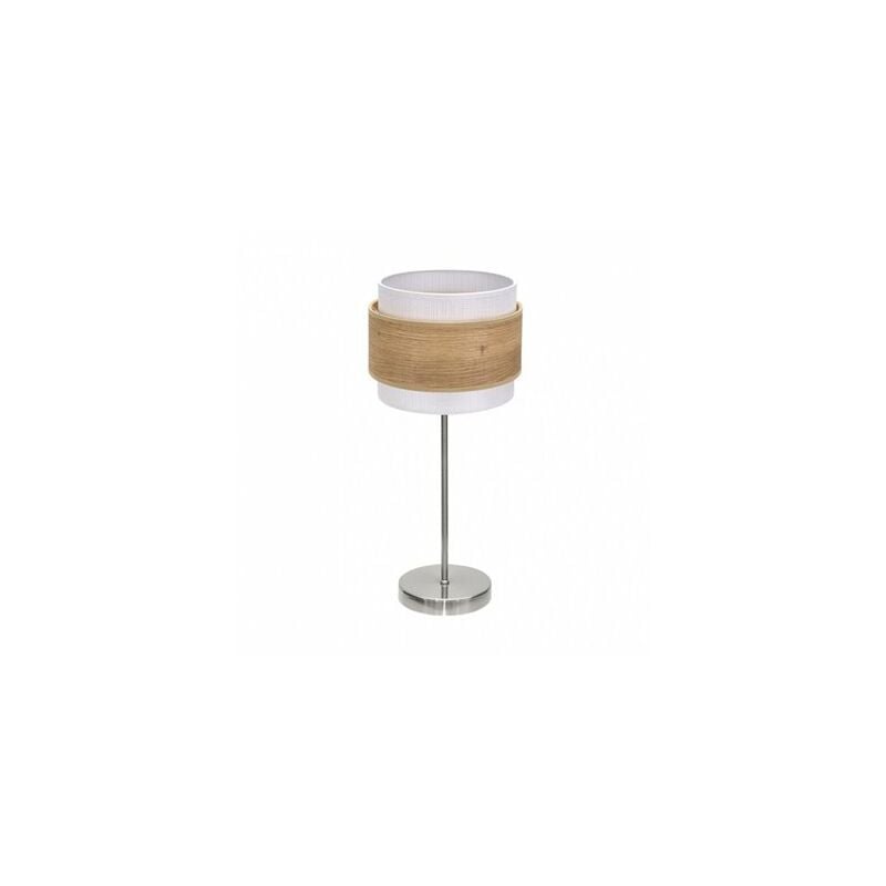 foto del prodotto fabrilamp lampada da tavolo myriam 1xe14 nichel legno chiaro 47x18x18 cm