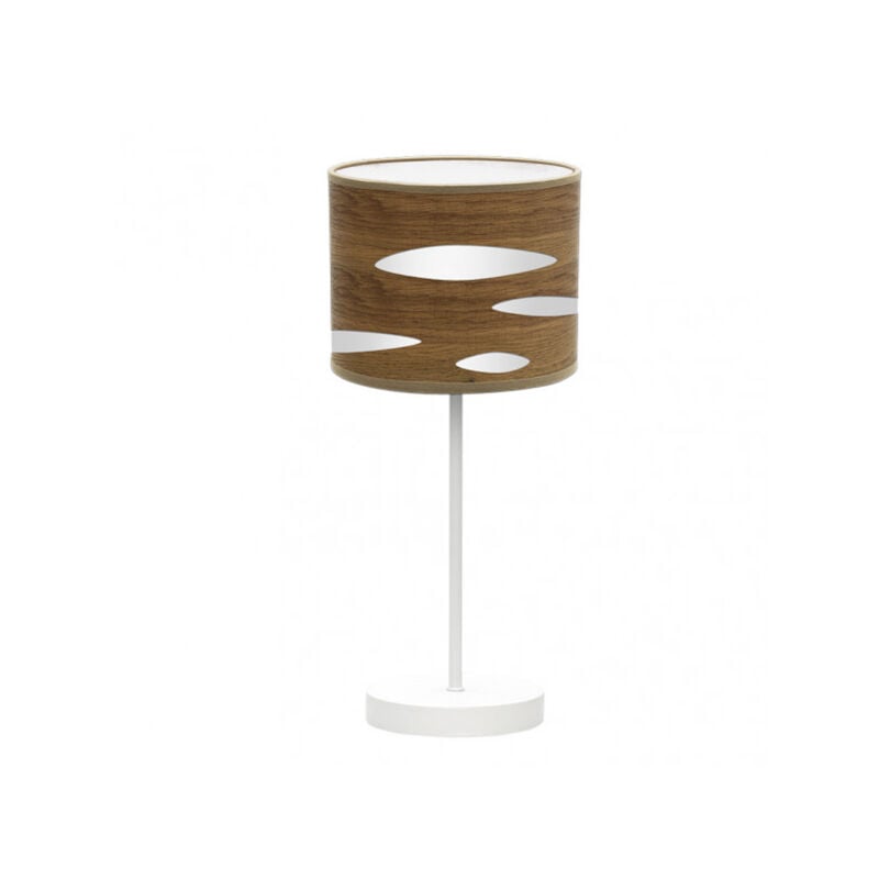 foto del prodotto fabrilamp lampada da tavolo odra 1xe14 bianco legno scuro 42x17x17 cm mark