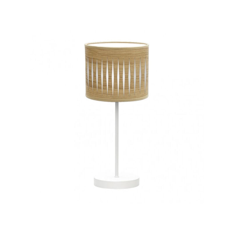 foto del prodotto fabrilamp lampada da tavolo piron 1xe14 bianco legno chiaro 42x17x17 cm brand