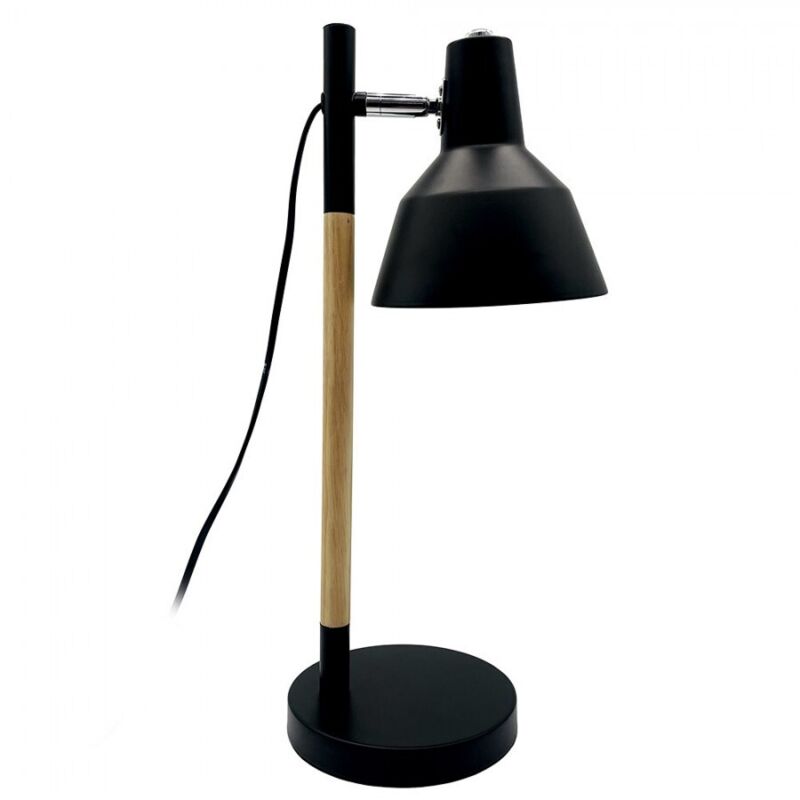 foto del prodotto fabrilamp - lampada da tavolo regolabile e orientabile a 350 basil 1xe14 nero/faggio 50x17x23 cm