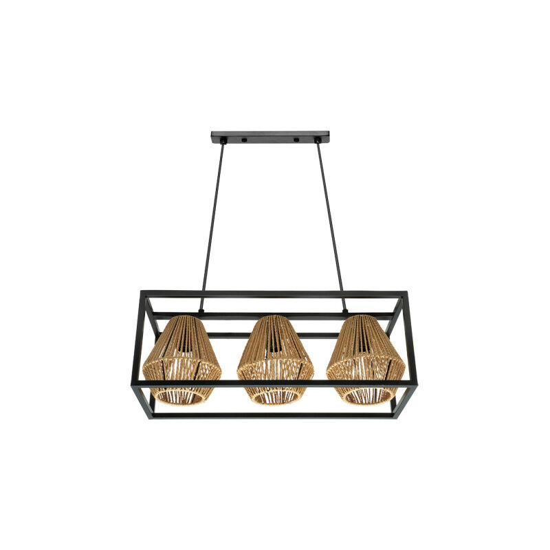 foto del prodotto fabrilamp lampada de lampada da soffitto allungata tutti nero naturale 3xe27 regx53x20,5 cm