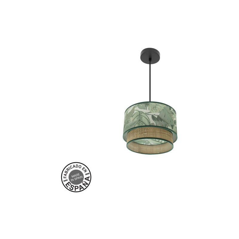 foto del prodotto fabrilamp lampada de soffitto a sospensione congo 30d 1xe27 nero verde naturale