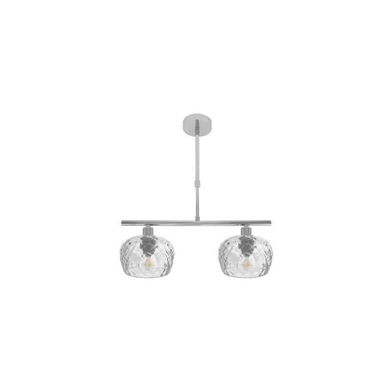 foto del prodotto fabrilamp lampada estela 2xe14 cromo regx41x13 cm con paralumi in cristallo tagliato trasparente