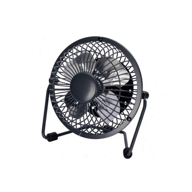 foto del prodotto fabrilamp - mini ventilatore in metallo bulerias 2,5w 5v nero 14,8x14,2x7,6 cm alimentazione regolabile tramite porta usb