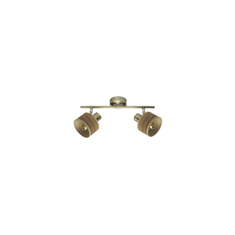 foto del prodotto fabrilamp nando 2xe14 striscia di faretti orientabili in pelle marrone scuro 16x36,5x10 cm