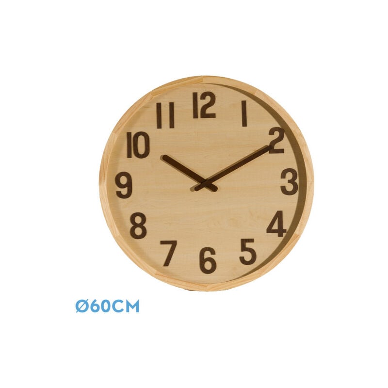 foto del prodotto fabrilamp orologio da parete de borgo a legno chiaro 60x60x5 cm movimento continuo