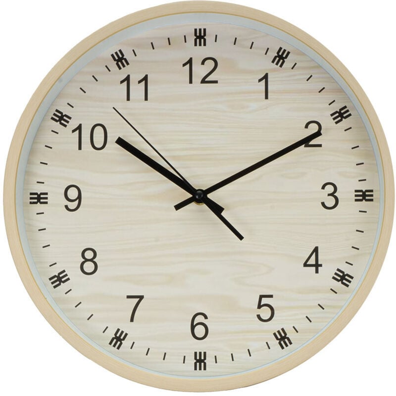 foto del prodotto fabrilamp - orologio de muro kiwi 35 x 5 cm con lancette de movimento continuo colore legno chiaro batteria aa non inclusa