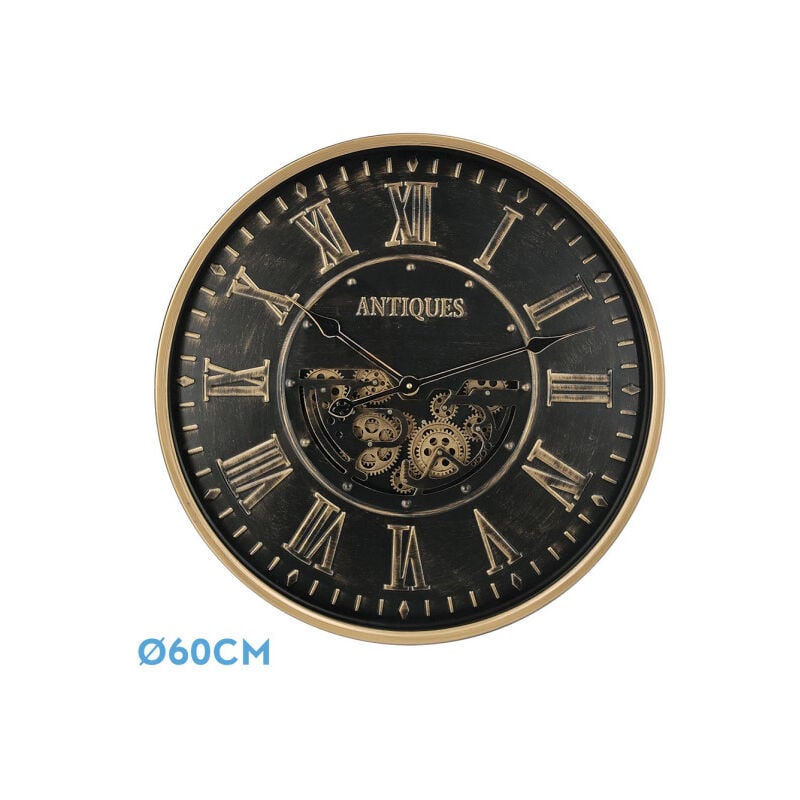 foto del prodotto fabrilamp orologio de muro trieste oro nero 60x60x8 cm ingranaggi con movimento