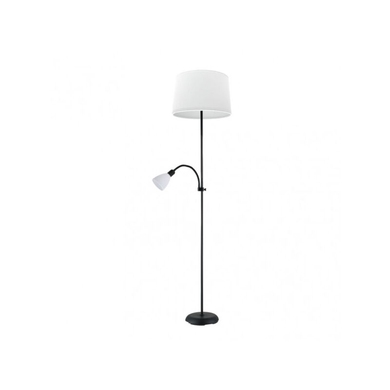 foto del prodotto fabrilamp - rilon 1xe27+1xe14 piede de soggiorno rilon c/lettore nero bianco paralume 175,5x40x40 cm