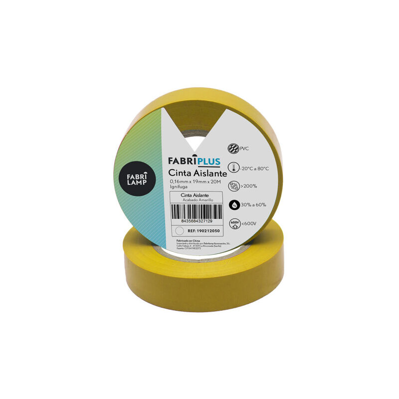 foto del prodotto fabrilamp rotolo di nastro elettrico giallo in pvc 19mmx20m per elettricista flessibile e resistente