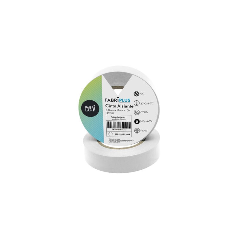 foto del prodotto fabrilamp rotolo di nastro elettrico in pvc bianco 19mmx10m per elettricista flessibile e resistente