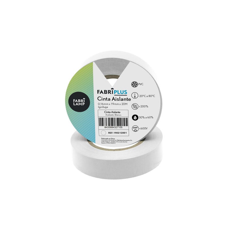 foto del prodotto fabrilamp rotolo di nastro elettrico in pvc bianco 19mmx20m per elettricista flessibile e resistente