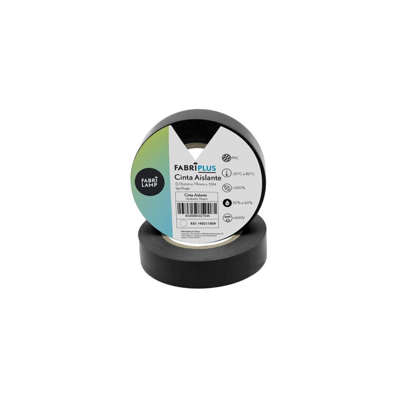 foto del prodotto fabrilamp rotolo di nastro elettrico in pvc nero 19mmx10m per elettricista flessibile e resistente