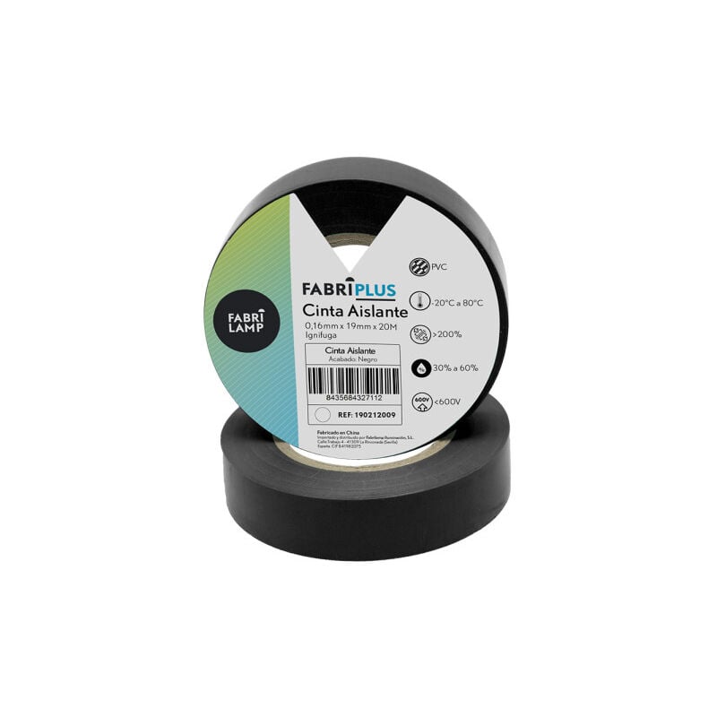 foto del prodotto fabrilamp rotolo di nastro elettrico in pvc nero 19mmx20m per elettricista flessibile e resistente