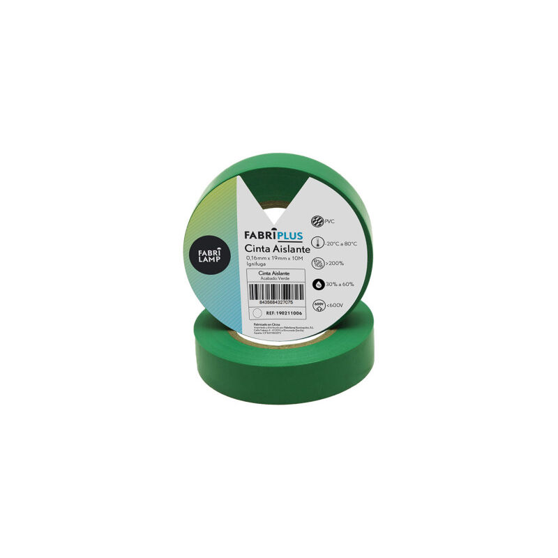 foto del prodotto fabrilamp rotolo di nastro elettrico in pvc verde 19mmx10m per elettricista flessibile e resistente