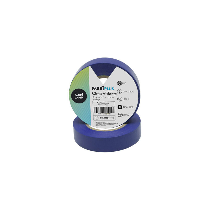 foto del prodotto fabrilamp rotolo di nastro isolante in pvc blu 19mmx10m per elettricista flessibile e durevole