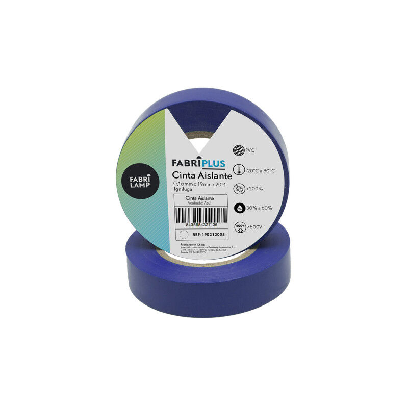 foto del prodotto fabrilamp rotolo di nastro isolante in pvc blu 19mmx20m per elettricista flessibile e durevole