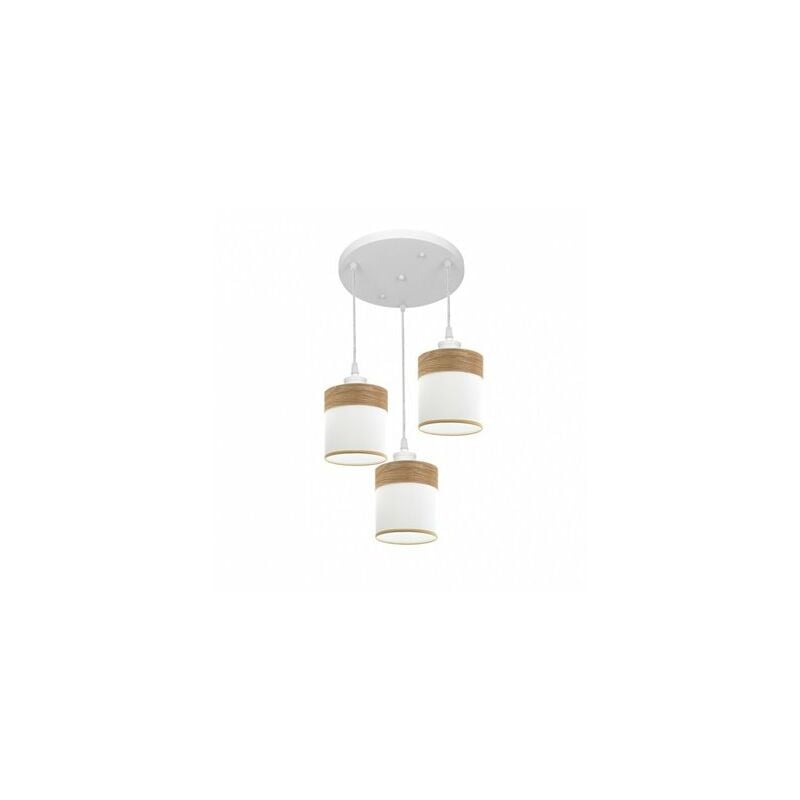 foto del prodotto fabrilamp soffitto cloe 3xe27 bianco bianco legno chiaro regx42x42 cm