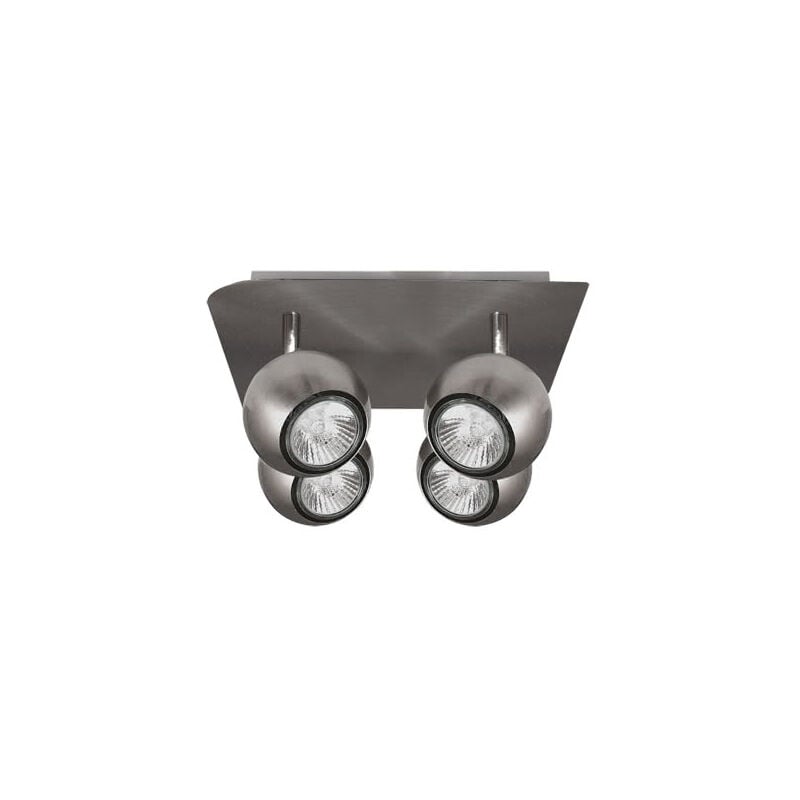 foto del prodotto fabrilamp soffitto de soffitto nickel con faretti orientabili. lampadina alogena 4xgu10 inclusa. misure 22x22cm,