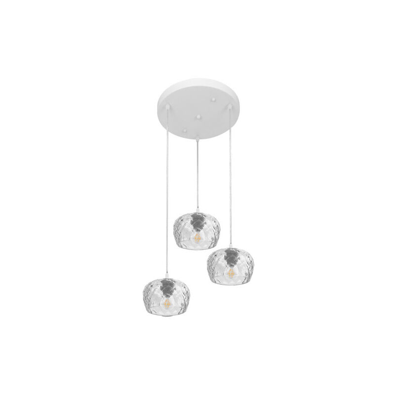 foto del prodotto fabrilamp soffitto estela 3xe27 bianco regx36x36 cm paralumi in cristallo trasparente