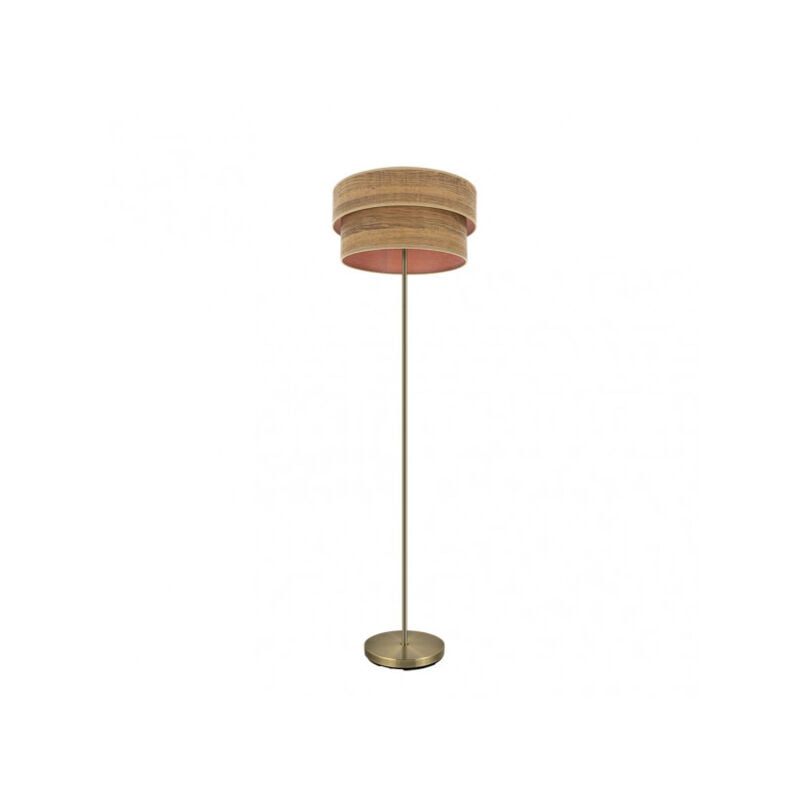 foto del prodotto fabrilamp supporto doppio per soggiorno smile 1xe27 pelle legno scuro 162x40x40 cm