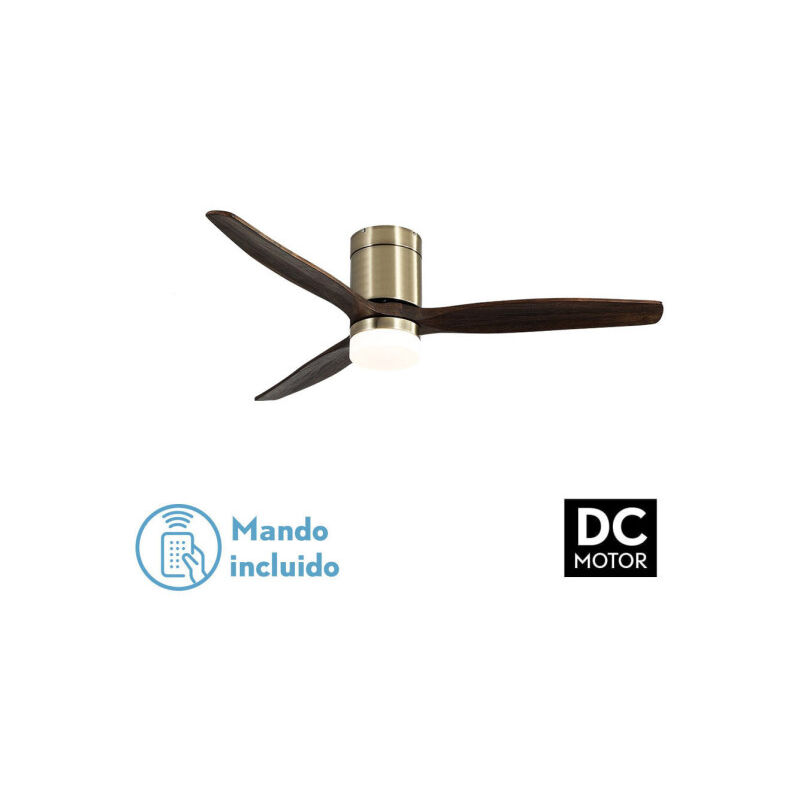 foto del prodotto fabrilamp todolampara ventilatore da soffitto con luce led 18w motore dc modello aguilon bronze, 3 tonalit , 3 pale oak, 5 velocit , telecomando