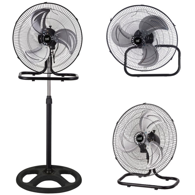 foto del prodotto fabrilamp ventilatore 3 en 1 recio black 50 d 3 vel. 70w 3 lame alluminio in argento oscillante