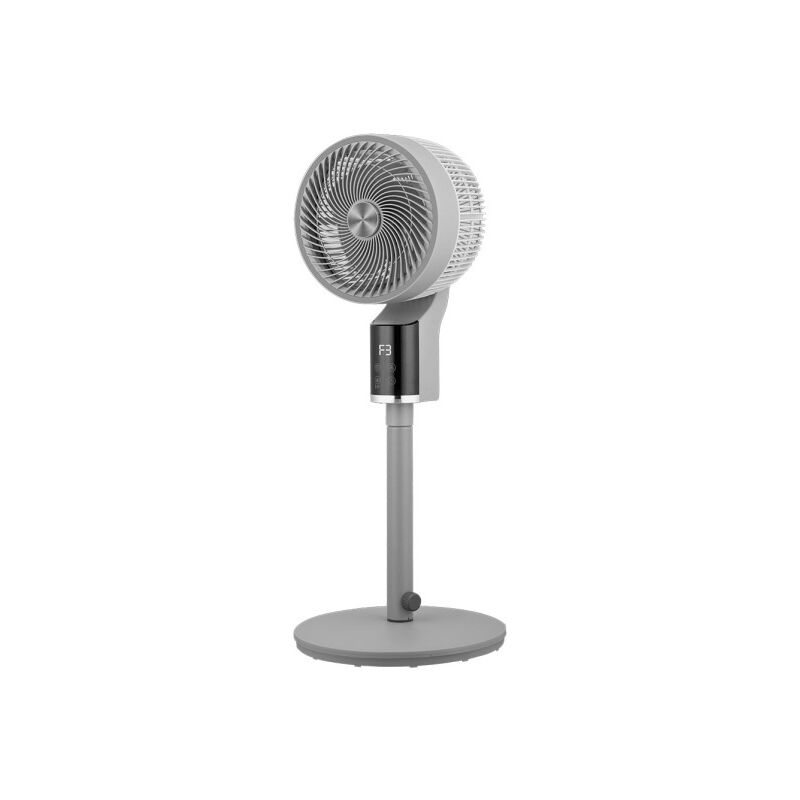 foto del prodotto fabrilamp ventilatore a piantana grigio persiano cromo de 50w 3vel regx33x33cm oscillante, display, telecomando e timer