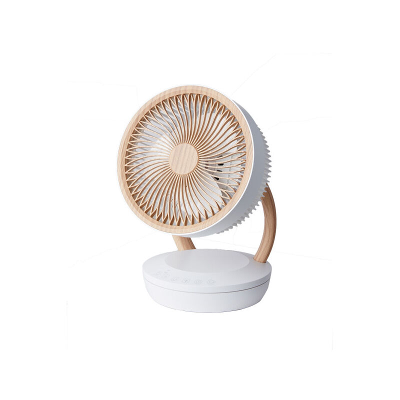 foto del prodotto fabrilamp ventilatore da tavolo nightingale bianco legno 45w 3vel 3asp telecomando, timer, touch 35,7x25,5x19,3cm