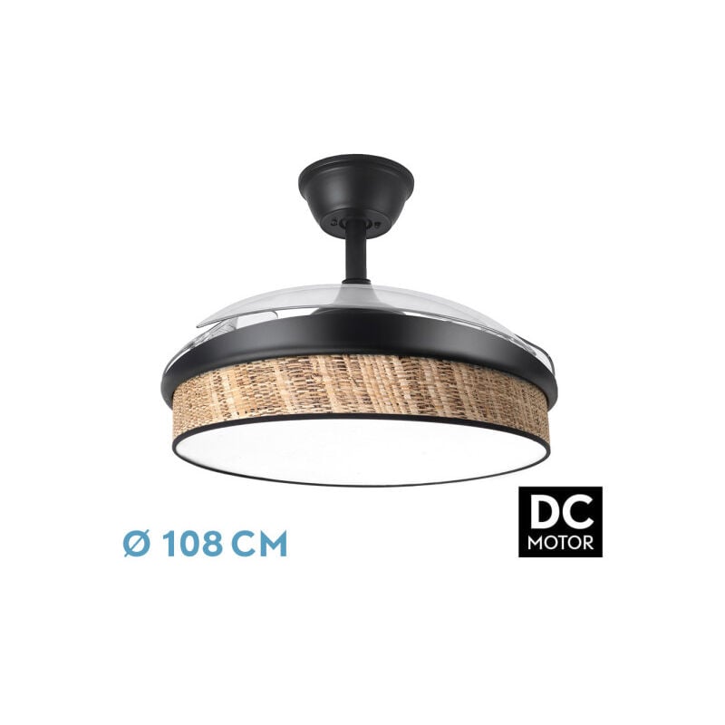 immagine 0 del prodotto fabrilamp ventilatore dc moda 72w nero marrone scuro 108d 3asps 7200lm 3000k,4000k,6000k telecomando memoria timer