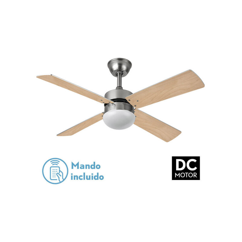 foto del prodotto fabrilamp ventilatore dc sofia 2xe27 nickel 4 pale rev.faggio argento 40x107d con timer remoto