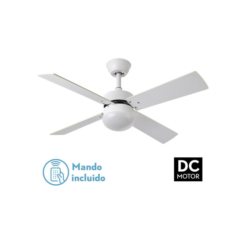 foto del prodotto fabrilamp ventilatore dc sofia 2xe27 white 4 pale rev.white faggio 40x107d c timer remoto