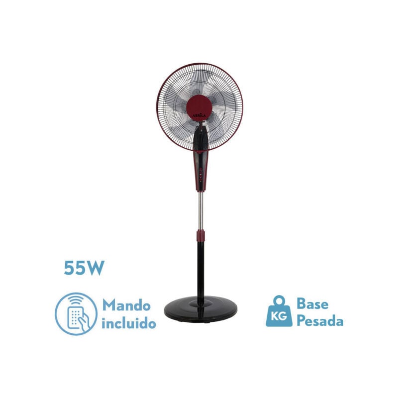 foto del prodotto fabrilamp ventilatore de ventilatore da pavimento borlon nero bordeaux 3 velocit 55w 5x2 pale regolabile telecomando timer regx43x40 cm