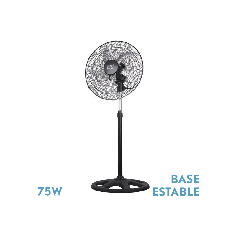 foto del prodotto fabrilamp ventilatore destand rinforzato nero 3 velocit 75w 5 pale alluminio argento ro 360 regx50x50 cm