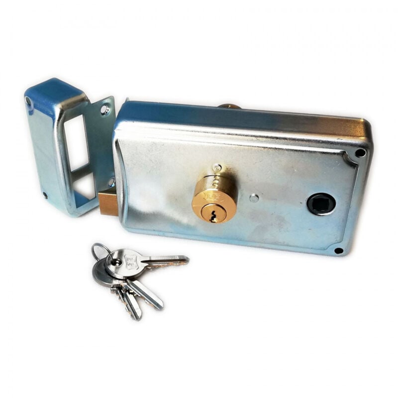 foto del prodotto facchinetti serratura zincata 60mm a spingere sinistra per portoncino da applicare