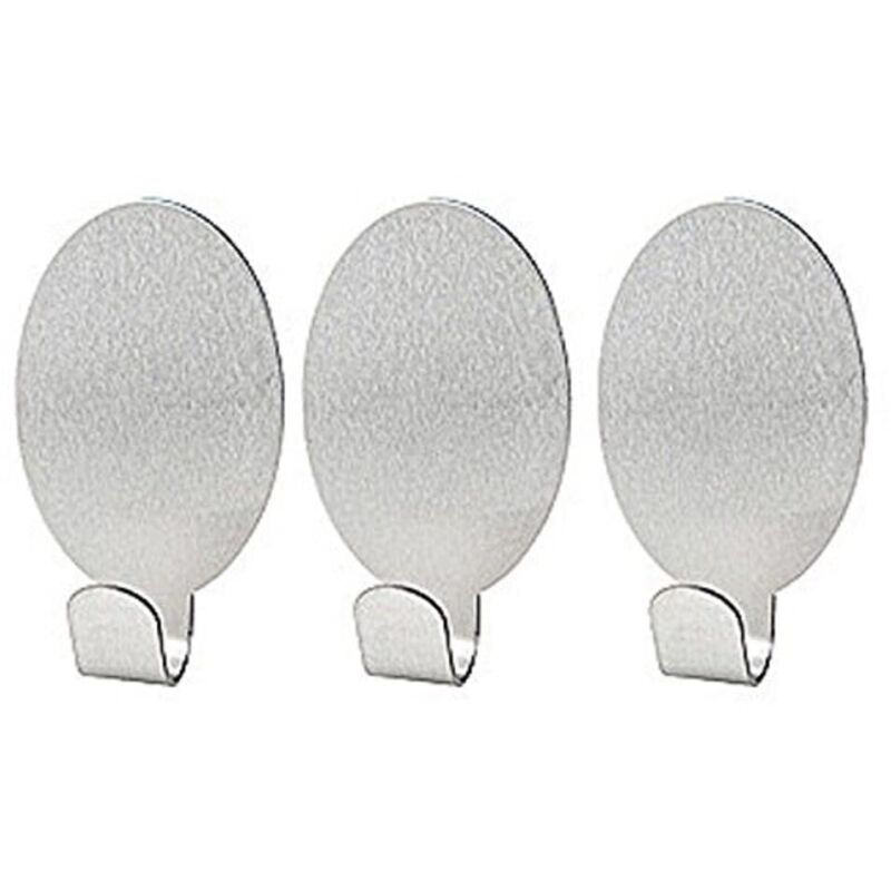 foto del prodotto fackelmann ganci adesivi ellipse 2,4 x 4,1 cm, 3 pezzi in acciaio inox, inossidabile, argento, 4.1 x 2.4 x 2 cm, 3 unit 
