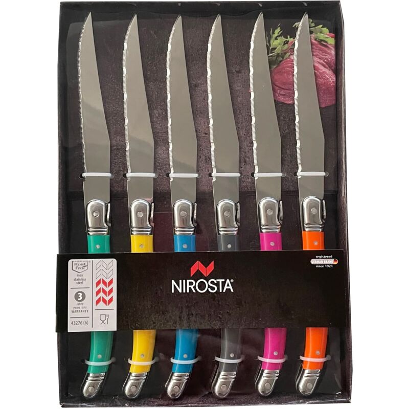 foto del prodotto fackelmann nirosta. set di 6 coltelli per carne design lama forgiata in acciaio inox di altissima qualit , inossidabile, multicolore, nc
