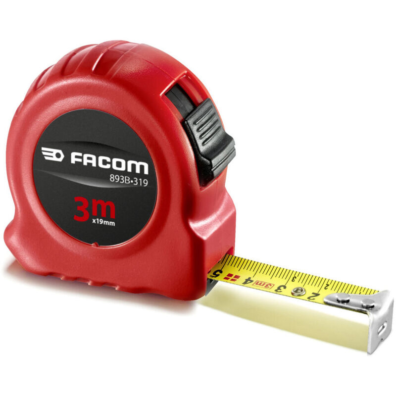 foto del prodotto facom nastro di misurazione da 3 m con blocco, nastro in nylon da 19 mm, biadesivo 893b.319pb