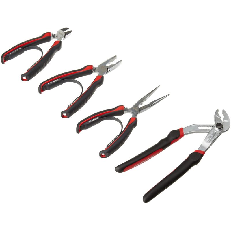 foto del prodotto facom set di 4 pinze pinza multipresa a bloccaggio, pinza da taglio diagonale, pinza a becchi 1 2 tondi e pinza universale, ad alte prestazioni