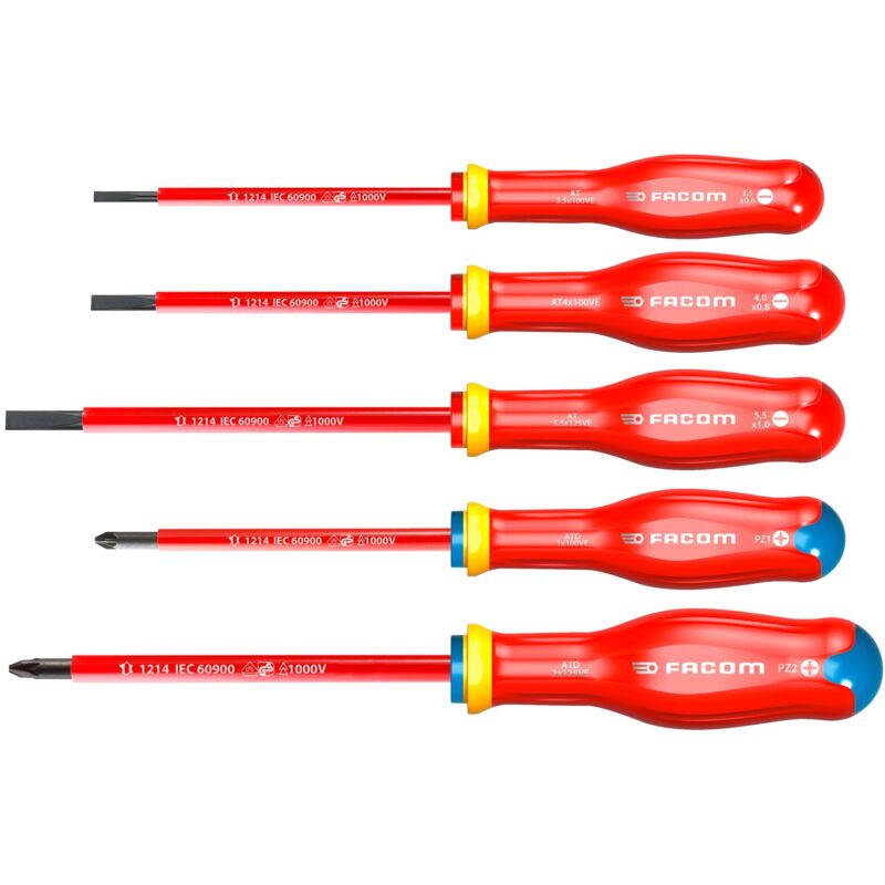 foto del prodotto facom set di 5 pezzi di cacciaviti protwist isolati 1000v atd.j5ve