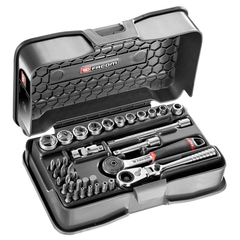foto del prodotto facom set di bussole 1 4 esagono metrico 37 pezzi r.161 6p6hxpb